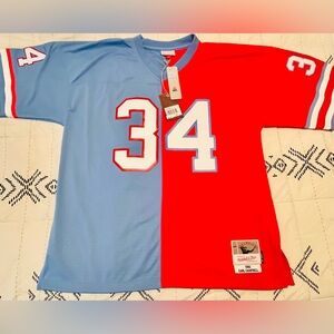 NWT Mitchell & Ness Throwback Earl Campbell Hou. Oilers Split Jersey Mens 2XL.